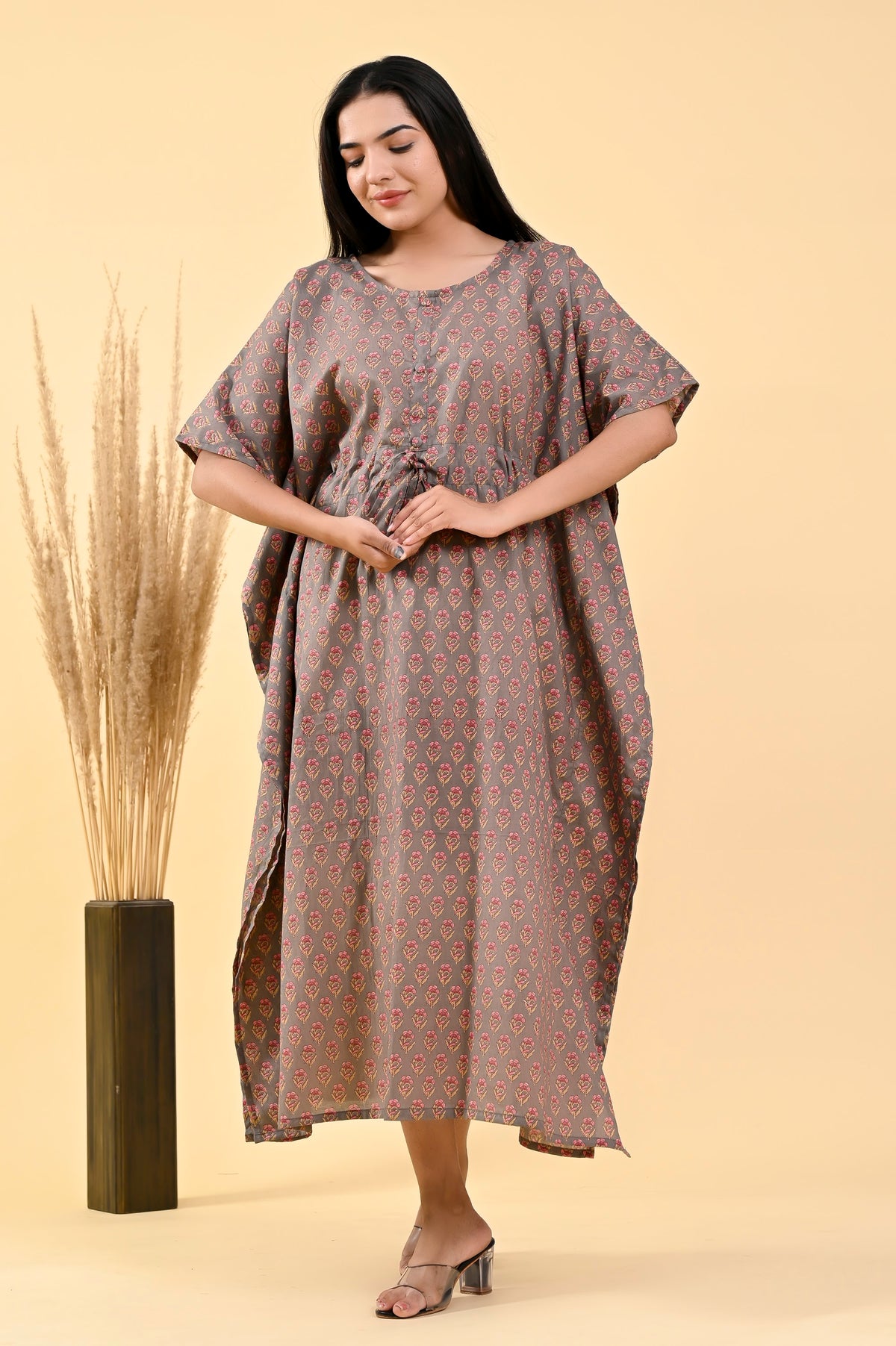 Printed Cotton Long Kaftan 50 inch – Taupe Floral (Make to Order) Ready to Wear 1owrjsNupdbbypJalvK3KUYLHH_Tyjym1_w2000