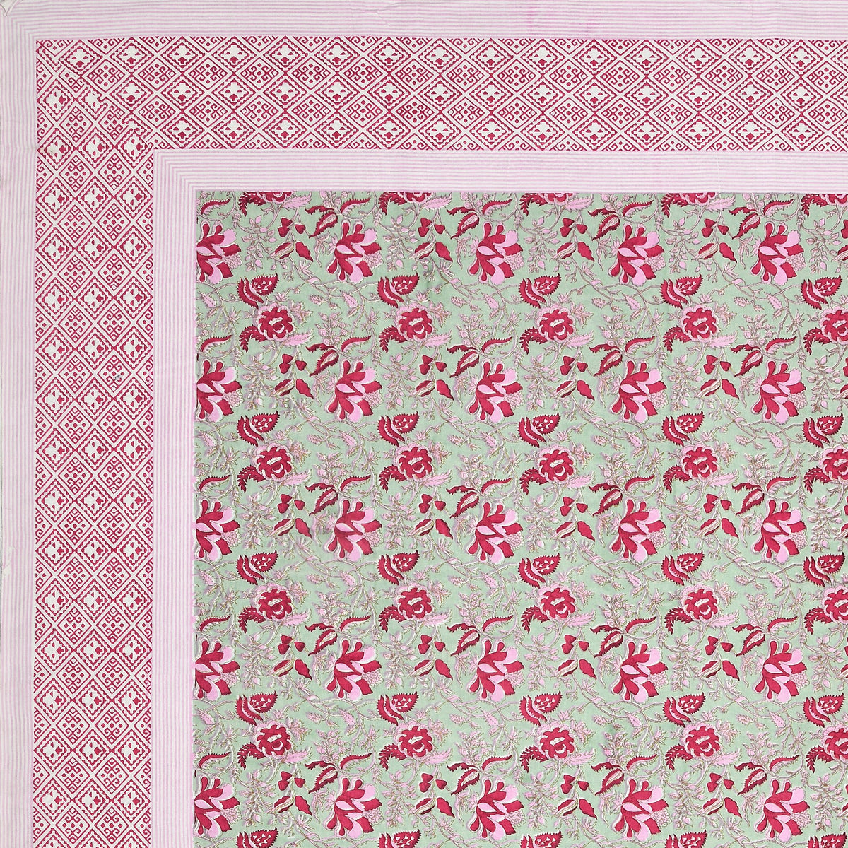 Rani Pink Floral Bel pure cotton double bedsheet 90x108 – Unnati collection – view 4