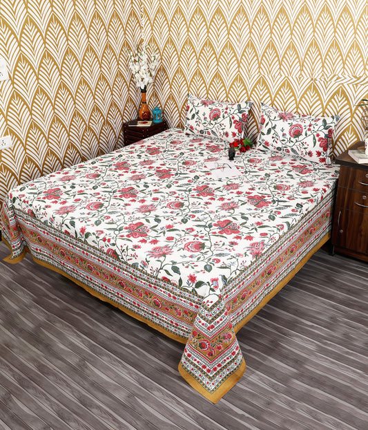 Bagru Mahal Rose Garden Bel Cotton King Size Bedsheet 108x108 with 2 Pillow Covers Bedsheet 1pQRCQE0tBG1hNl3yi9Vys_XoCWMMHxMW_w2000