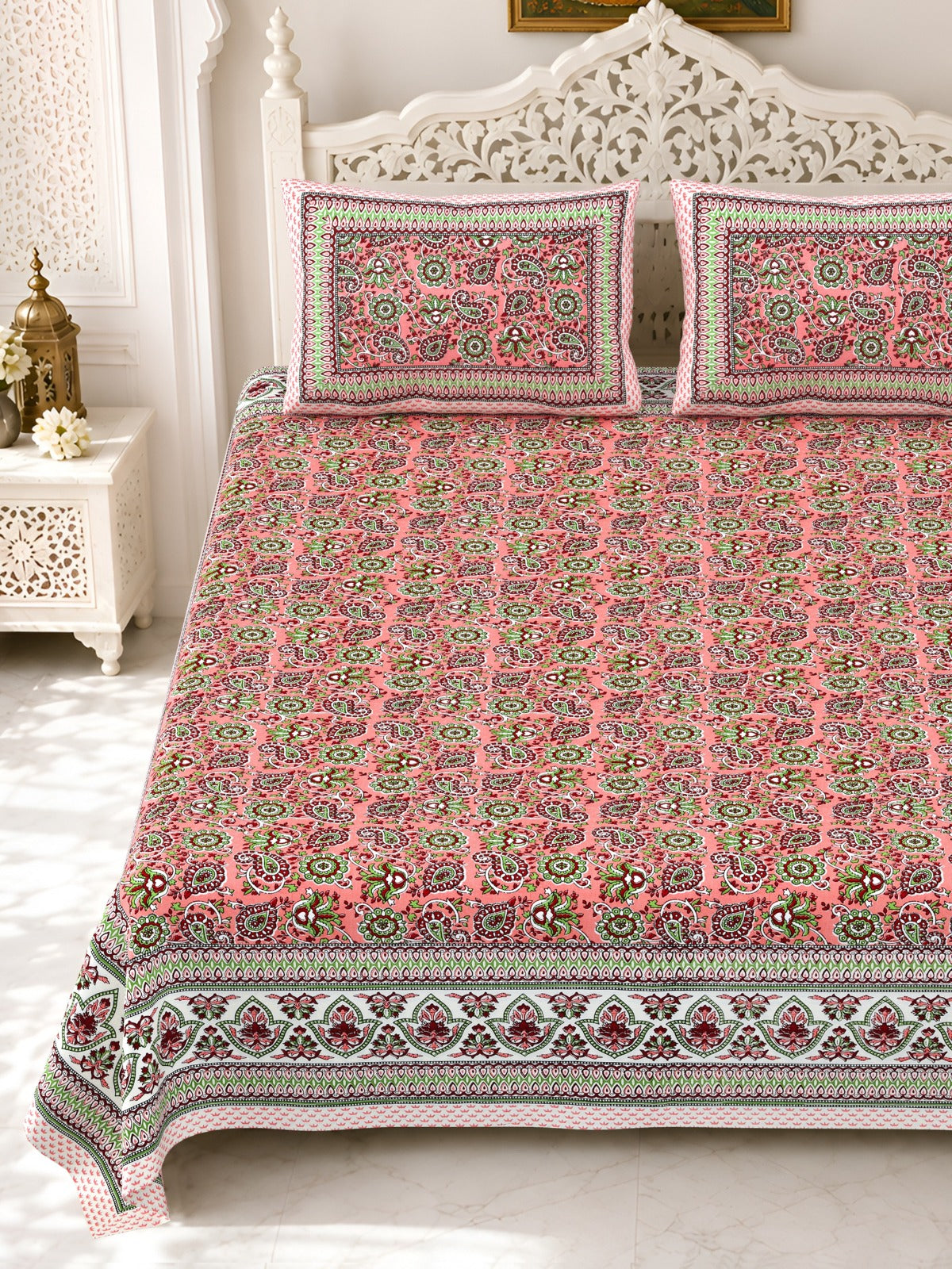 Premium Royal Block Rose Floral Jaal Cotton Double Bedsheet 90x108 with 2 Pillow Covers Bedsheet 1pcDX14cMpkdsZclAEGhrAHY-YiFNlA1A_w2000