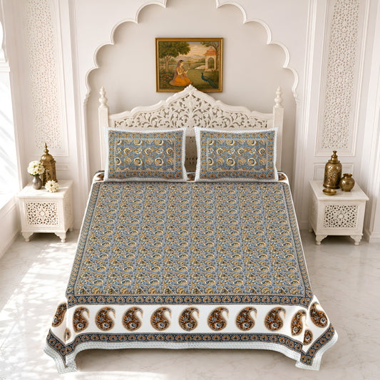 Premium Royal Block Grey Paisley Border Cotton Double Bedsheet 90x108 with 2 Pillow Covers Bedsheet 1pdwWL7BEUPg03aZXn_fVYp5QfOULvQd9_w2000