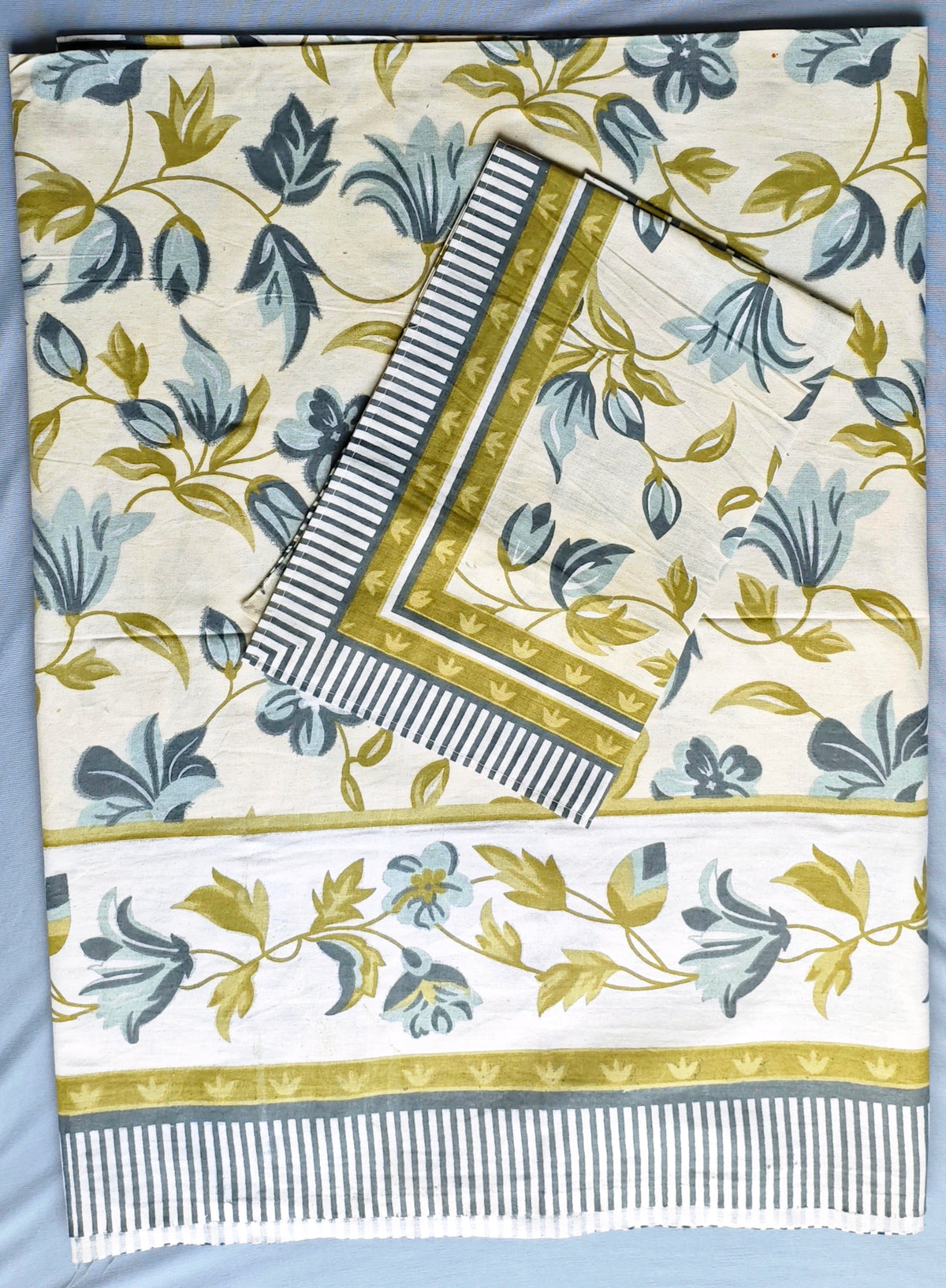 Saanjh Mustard Lily Vine Cotton Single Bedsheet 60x90 with 1 Pillow Cover Bedsheet 1q-KhtUeaiagP3b6KCa5nRBoMXml1FUV9_w2000