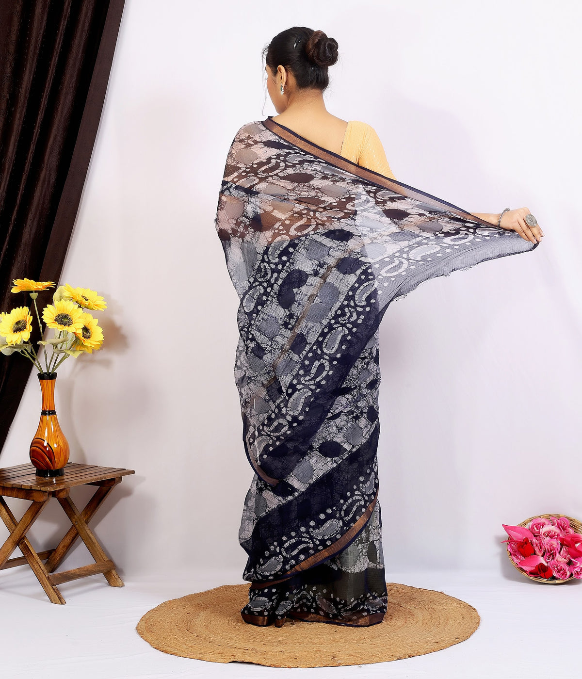 Charcoal Floral Dabu Kota Doria Hand Block Print Saree with Blouse Saree 1qAJYSTVxqE_rttfdpibf7K6yMcCigM_z_w2000