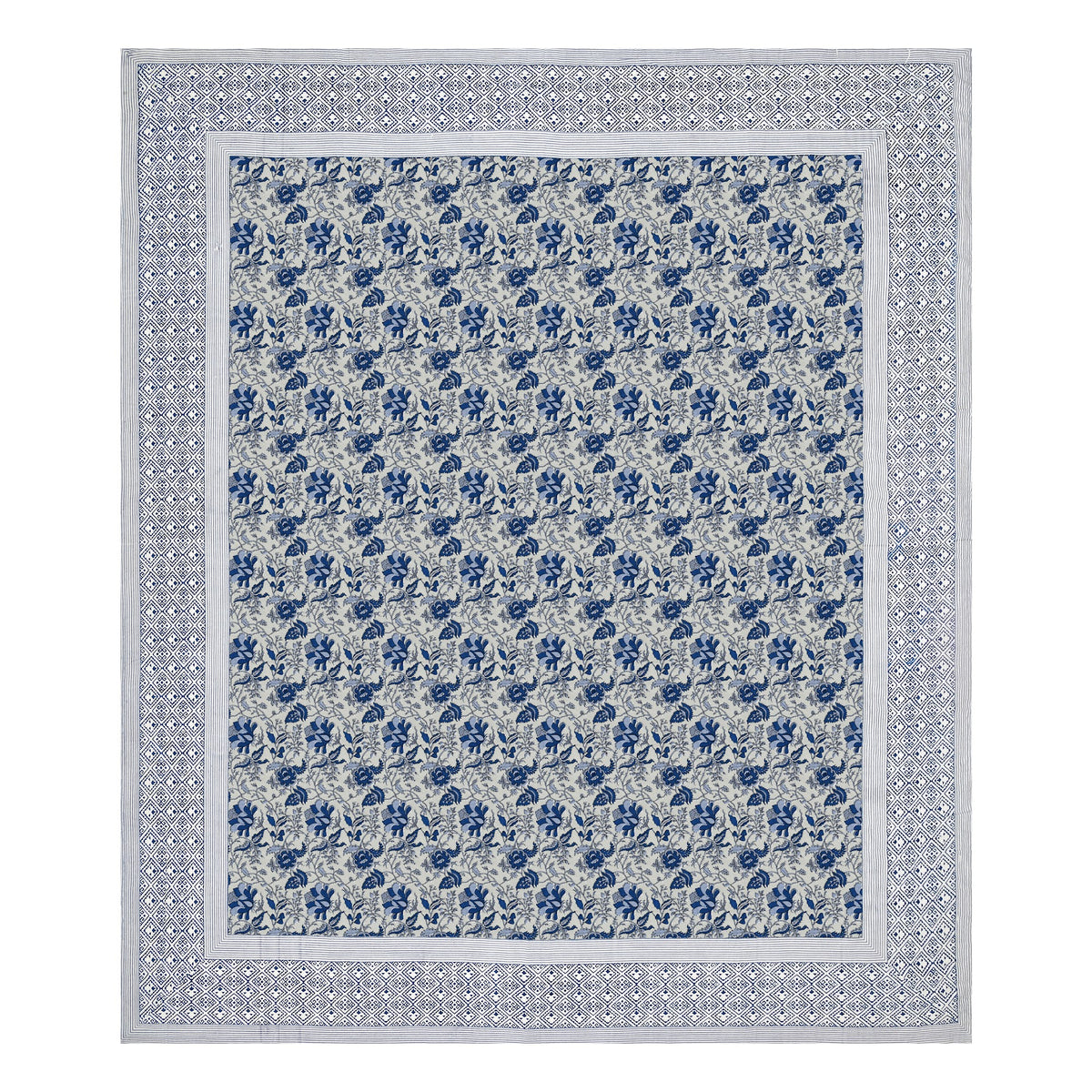 Indigo Floral Bel pure cotton double bedsheet 90x108 – Unnati collection – view 3