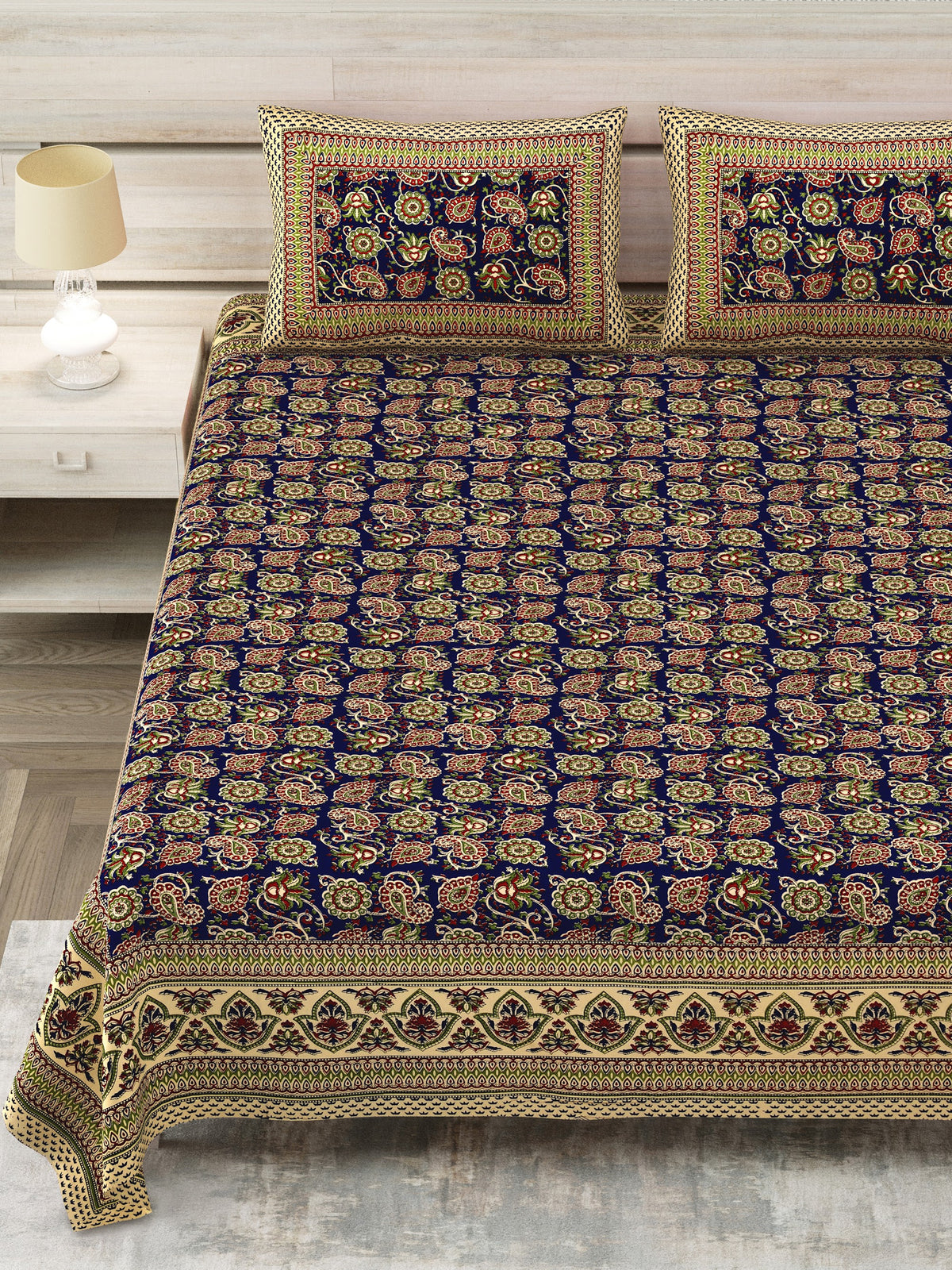 Royal Sanganer Navy Kalamkari Jaal Pure Cotton Double Bedsheet 90x108 with 2 Pillow Covers Bedsheet 1r99LWl7hQrcbwK2B6B58o9mKTxjMdYwr_w2000