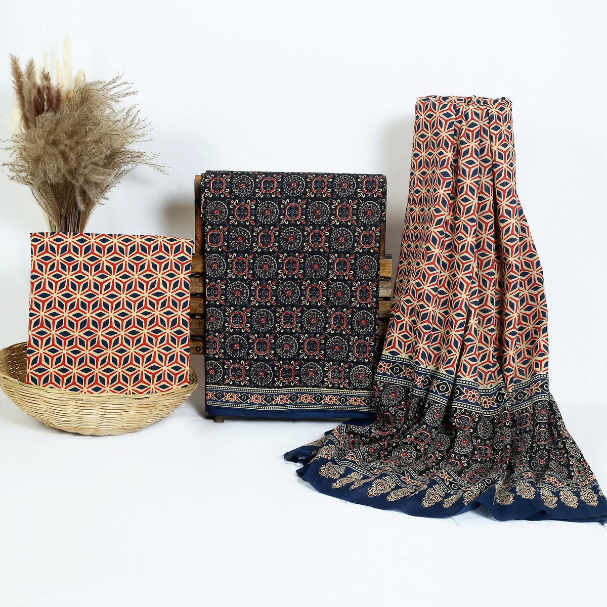 Hand Block Print Cotton Suit Material with Mulmul Dupatta | Kaala Chaukor Jaal – Charcoal Tile Jaal | Peach & Charcoal | Wholesale Suit Material 1rEWqqUM2sB07wTgzrRzbHuB6E4eH5uyW_w2000