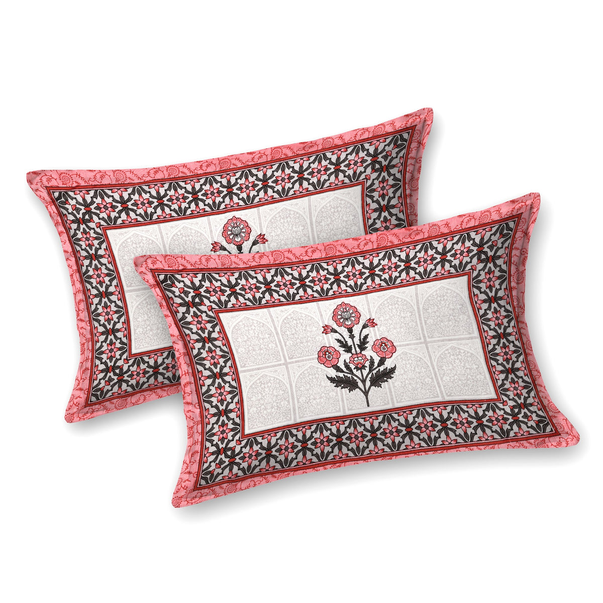 Kalashree Grey Pink Mughal Panel Premium Cotton Double Bedsheet 100x108 with 2 Pillow Covers Bedsheet 1rKXcvm6807tce2E_s78PpCcBd_1Ru7i0_w2000