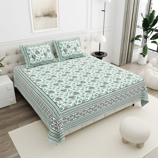 Haveli Mint Grey Floral Cotton Double Bedsheet 90x108 with 2 Pillow Covers Bedsheet 1rctjiL497aK3UVRJm-BG8cu9Uk07dZZm_w2000