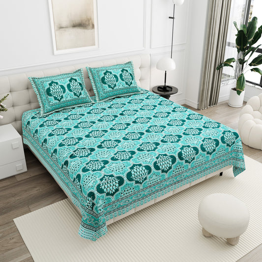 Haveli Emerald Medallion Cotton Double Bedsheet 90x108 with 2 Pillow Covers Bedsheet 1s9ZYlHXIv5f5lb60olJ6VQXRWWyjSiKL_w2000