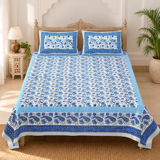 Unnati Royal Blue Floral Jaal Pure Cotton Double Bedsheet 90x108 with 2 Pillow Covers Bedsheet 1sLsD3oVhkYTqsCxApBbVn3ws9JC5z8kC_w2000