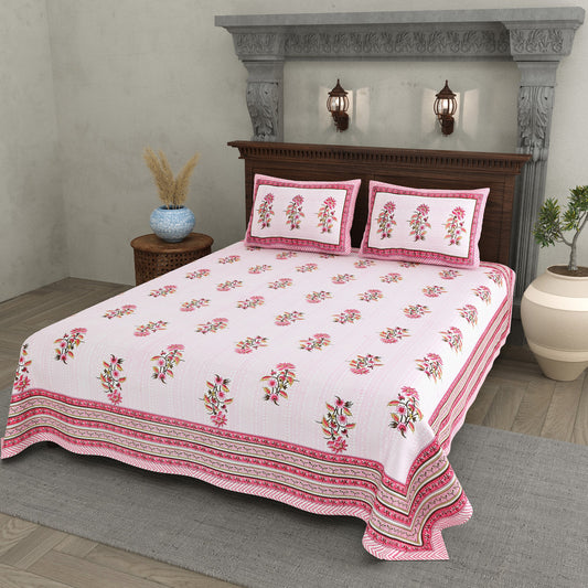 Moti Buta Pink Border Buta Cotton Double Bedsheet 90x108 with 2 Pillow Covers Bedsheet 1sQqzrg4CM5nKf92SukTGx8miQRrx0oe1_w2000