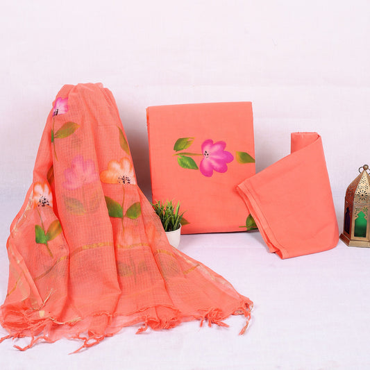 Rangeen Peach Painted Floral Hand Block Print Cotton Suit with Hand-Painted Kota Doria Dupatta – Unstitched 3 Piece Suit Material 1smZ9lArNvXyeBihBMzmqmUtZVV7hyKu0_w2000