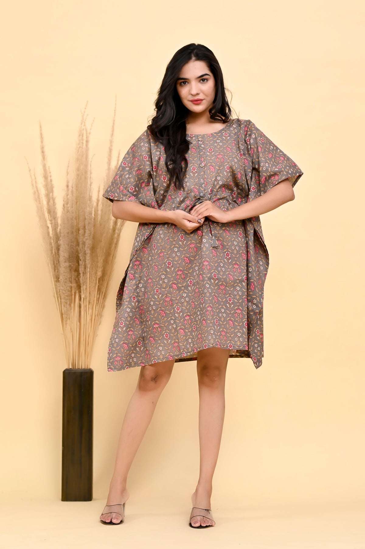 Printed Cotton Kaftan Dress 36 inch Knee Length – Mauve Floral (Make to Order) Ready to Wear 1t9LBPRE2EkRI4htTfGquB0nf1fZNmCjo_w2000