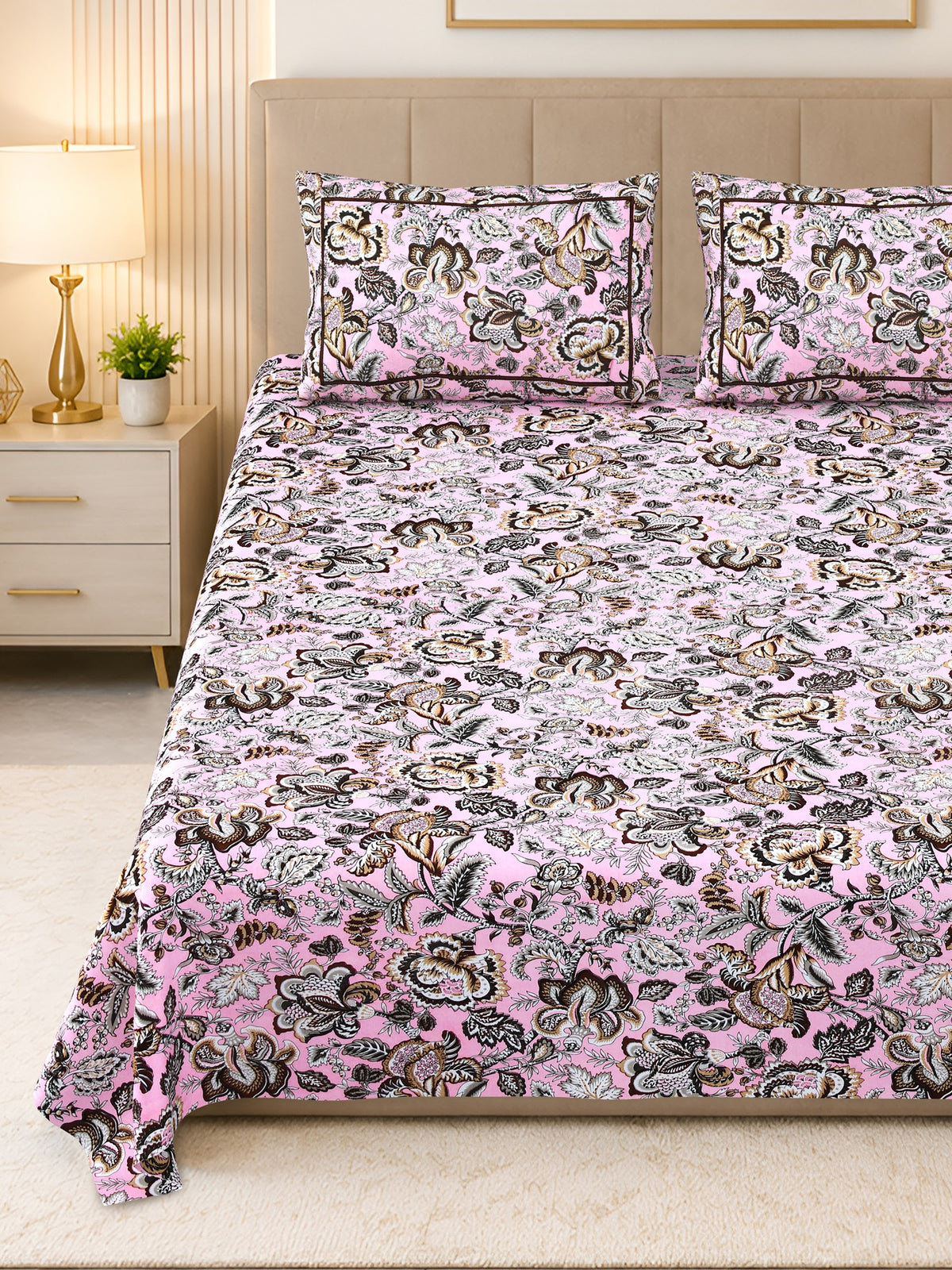 Kalashree Mauve Floral Jaal Premium Cotton Double Bedsheet 100x108 with 2 Pillow Covers Bedsheet 1tAhZ6WundZhWSyTi-U9W9nvc8GErB31__w2000