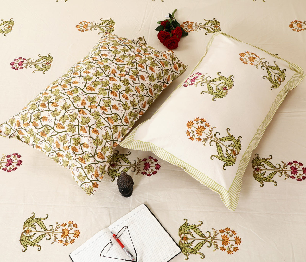 Prakriti Yuvraj Olive Mughal Buta Pure Cotton King Size Bedsheet 108x108 with 2 Pillow Covers Bedsheet 1tC3jfQ9edFcKR-chh_bONK1BjB5fRtQ-_w2000
