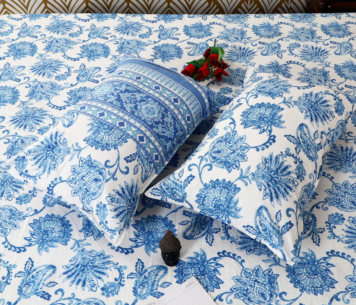 Bagru Mahal Blue Floral Jaal Cotton King Size Bedsheet 108x108 with 2 Pillow Covers Bedsheet 1tvQyckRc2-x71AQ4p6_qaajY2q_wK6Zb_w2000
