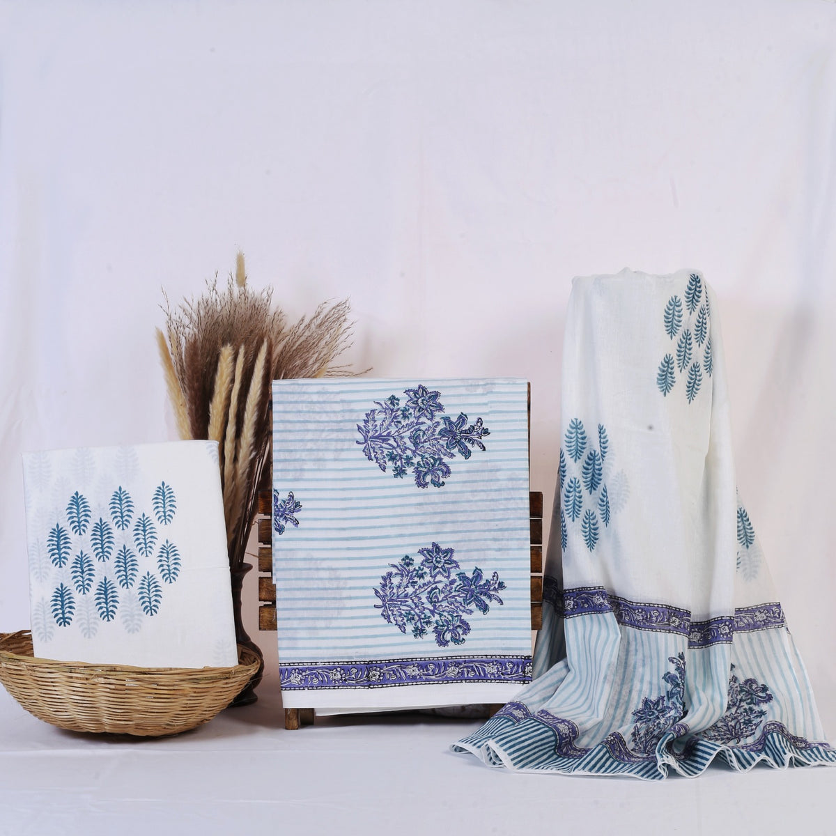 Hand Block Print Cotton Suit Material with Mulmul Dupatta | Neelkanth Phool – Violet Bloom Stripe | Blue Stripe & Violet | Wholesale Suit Material 1uCh7T6k32V0UKpazFMcpahS89JWs33YY_s0