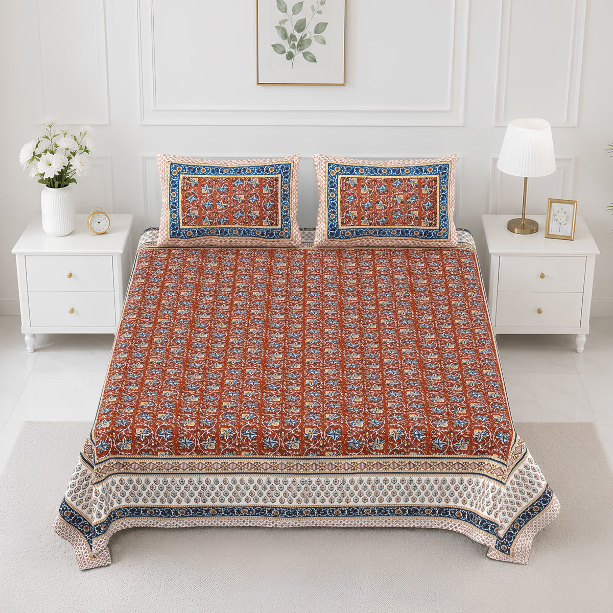 Elite Rust Floral Jaal Cotton Double Bedsheet 90x108 with 2 Pillow Covers Bedsheet 1uFpPj8M5g7gU-Xmmj4RnjnL0pJ_jOcYq_w2000