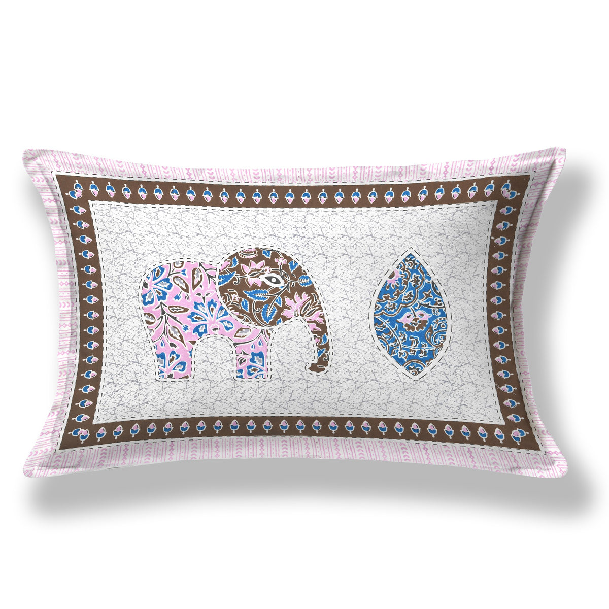Elora Lilac Elephant Mandala Murugan cotton single bedsheet 60x90 with pillow cover – lilac – wholesale Jaipur – view 2