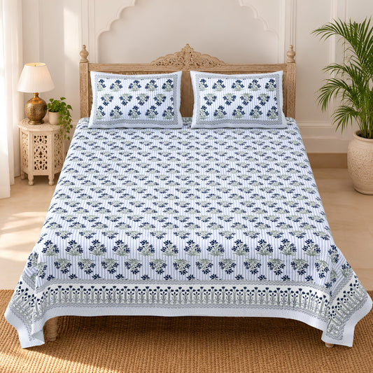 Unnati Ice Blue Mini Buta Pure Cotton Double Bedsheet 90x108 with 2 Pillow Covers Bedsheet 1ur1U8wtWefHxpjkaccC3azaalNWexgxI_w2000