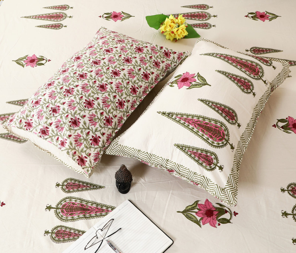 Prakriti Yuvraj Maroon Cypress Pink Flower Pure Cotton King Size Bedsheet 108x108 with 2 Pillow Covers Bedsheet 1vMAvTuzmavGjewJdivV-9f37MOJrISuI_w2000