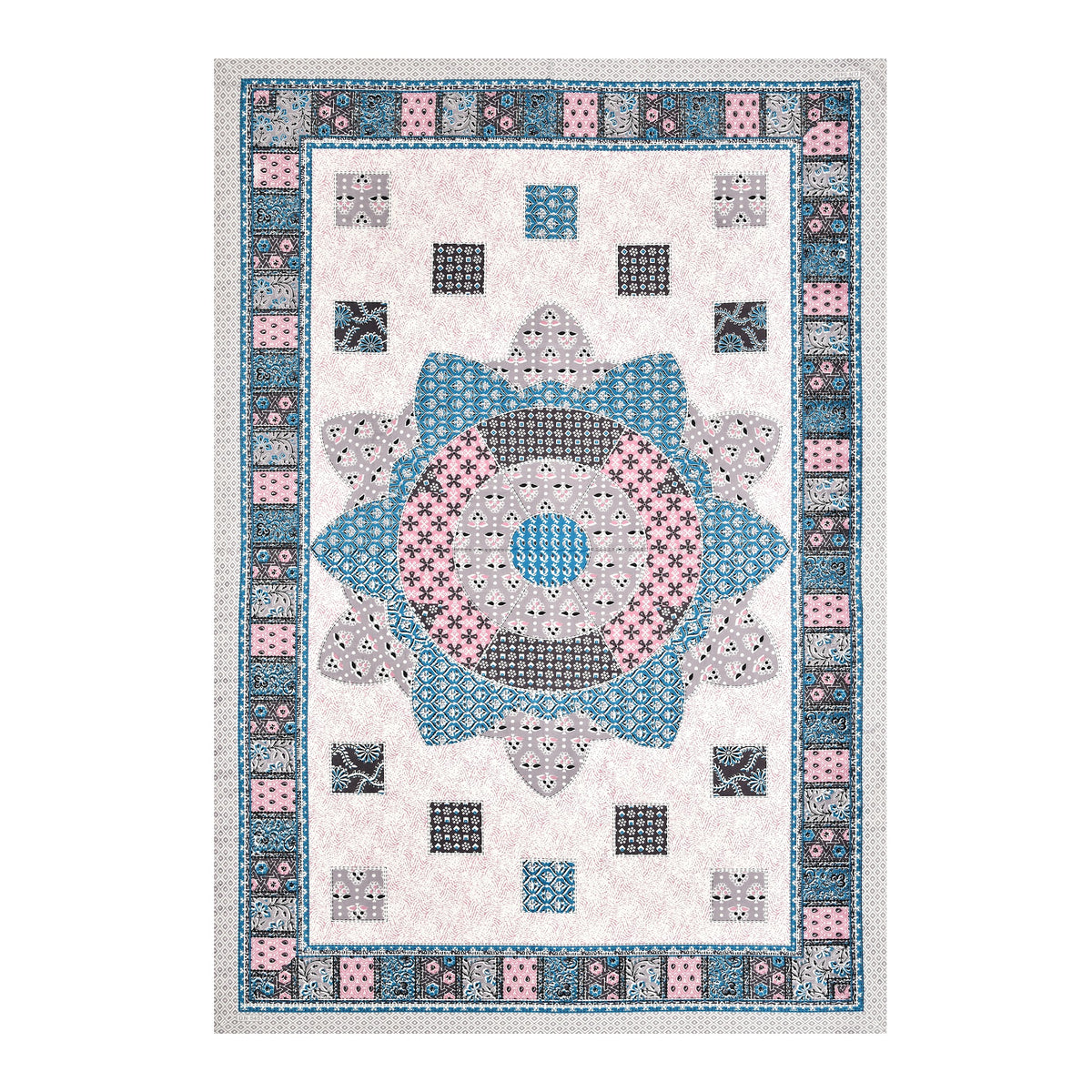 Elora Aqua Patchwork Medallion Murugan Cotton Single Bedsheet 60x90 with 1 Pillow Cover Bedsheet 1v_i2VzKIV8kjTk9nr6mdPB_VG3r7EsrL_w2000