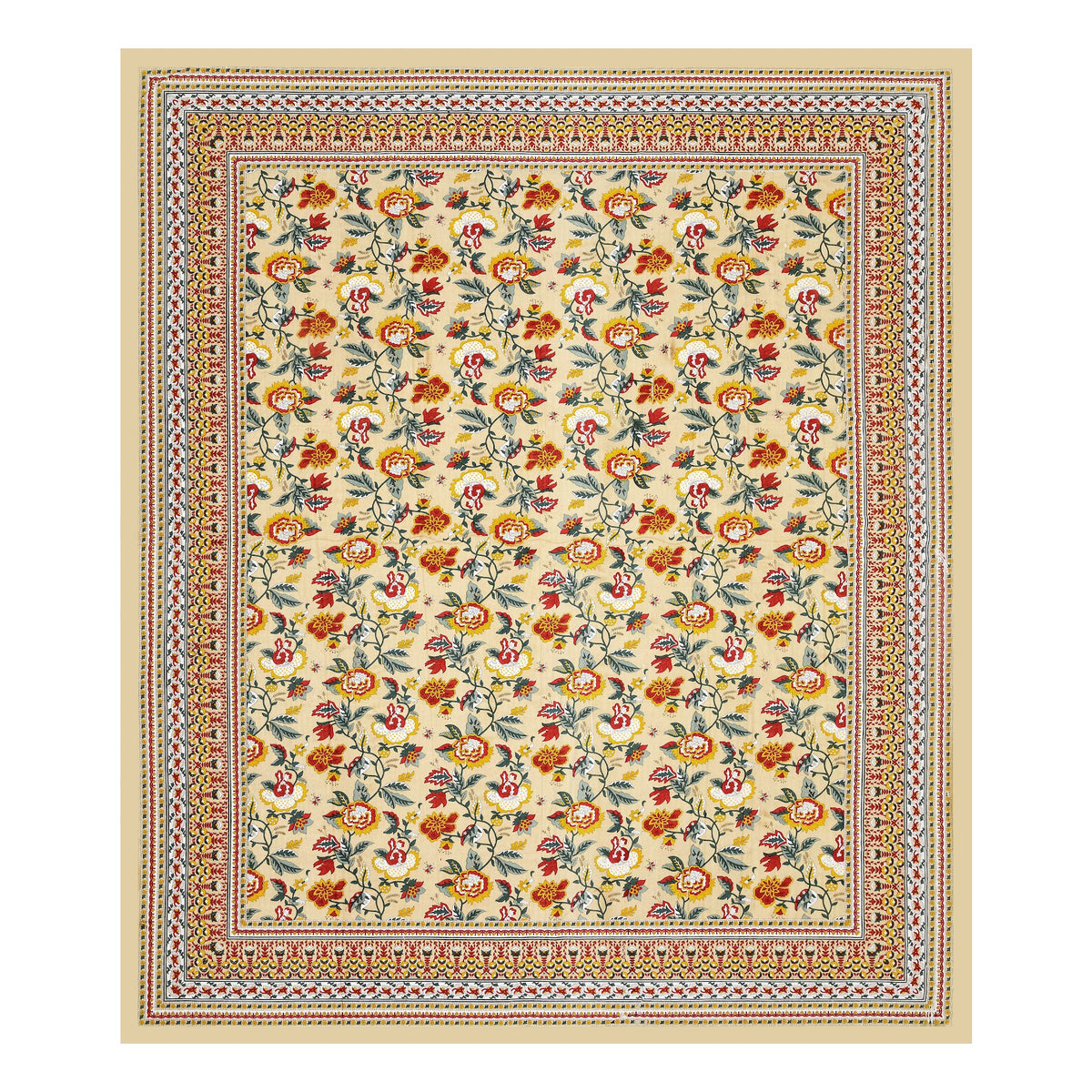 Cream Gulzar Floral pure cotton double bedsheet 90x108 – Unnati collection – view 3