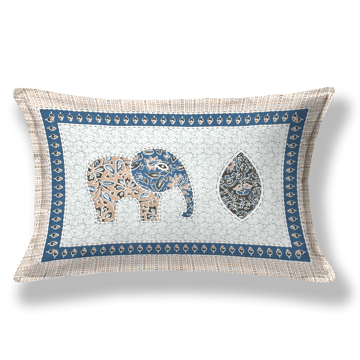 Elora Blue Elephant Mandala Murugan cotton single bedsheet 60x90 with pillow cover – blue – wholesale Jaipur – view 2