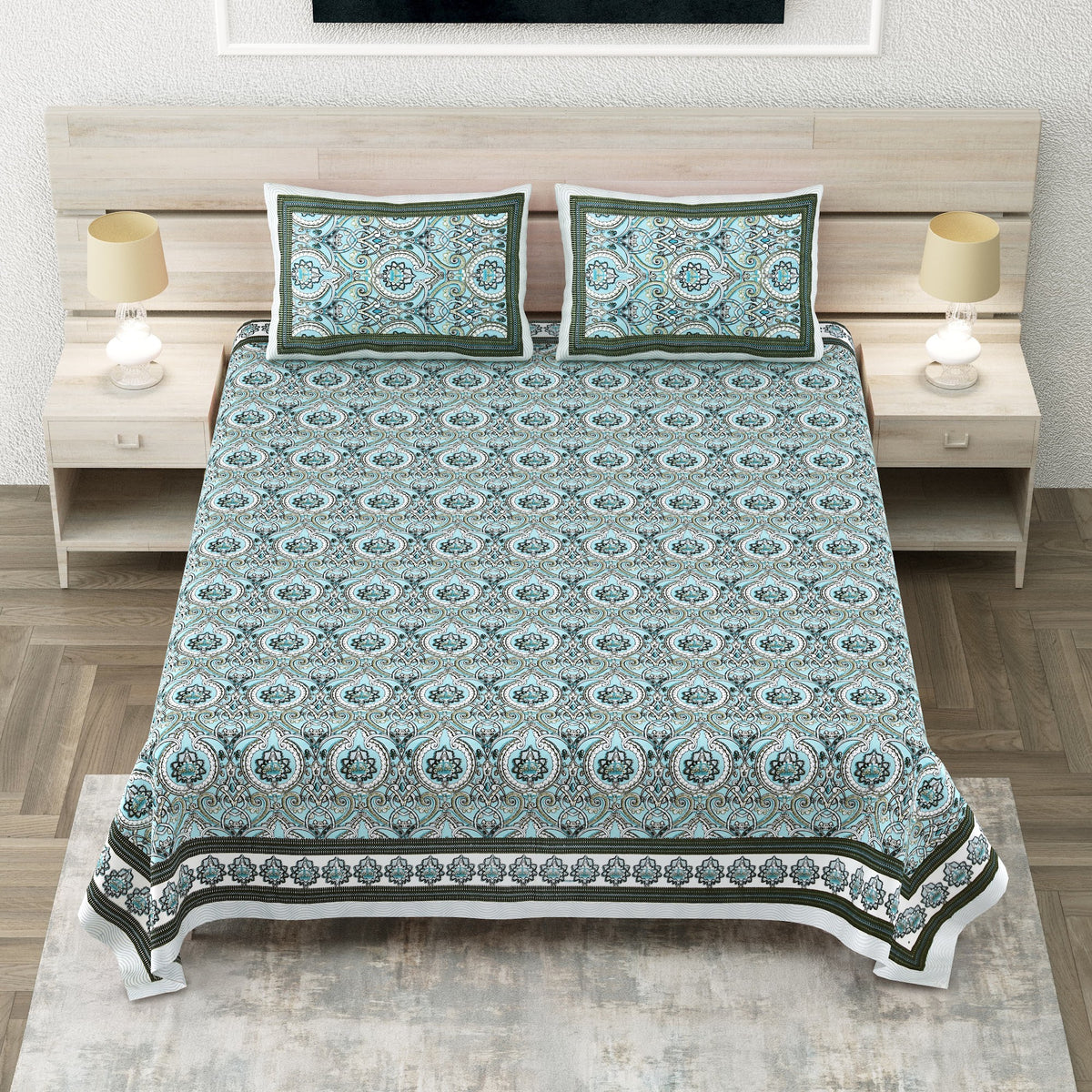Avantika Teal Floral Jaal Cotton King Size Bedsheet 108x108 With 2 Pillow Covers Bedsheet 1vxBOrJcAJTyXmvE1iVbnEaEiGmwGDYmq_w2000