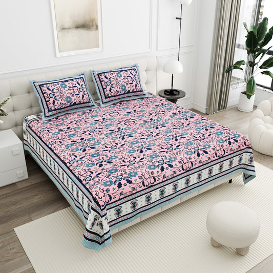 Gulabi Pink Mughal Floral Cotton Double Bedsheet 90x108 with 2 Pillow Covers Bedsheet 1wmiDYiznPxvzwwCCZ5-Wta1QYv-WboOM_w2000