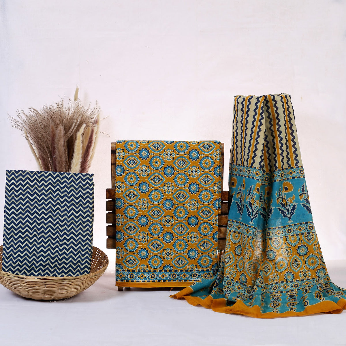 Hand Block Print Cotton Suit Material with Mulmul Dupatta | Neel Sarson Ajrakh – Navy Mustard Ajrakh | Mustard, Navy & Teal | Wholesale Suit Material 1xX8phlOGelAjabw_5bSn6aST-7-KrfqX_w2000
