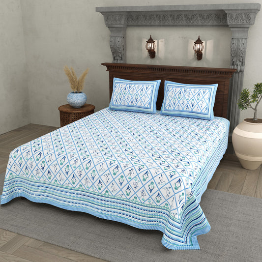 Neelam Sky Blue Diamond Trellis Cotton Double Bedsheet 90x108 with 2 Pillow Covers Bedsheet 1xZhIi4fEftS0JLwixwjDvNtPpfonKO4F_w2000