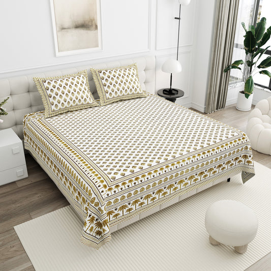 Moti Buta Ivory Gold Buta Cotton Double Bedsheet 90x108 with 2 Pillow Covers Bedsheet 1xZuO7YsgdgcTQISOGhWMRGnk1cvGlexi_w2000