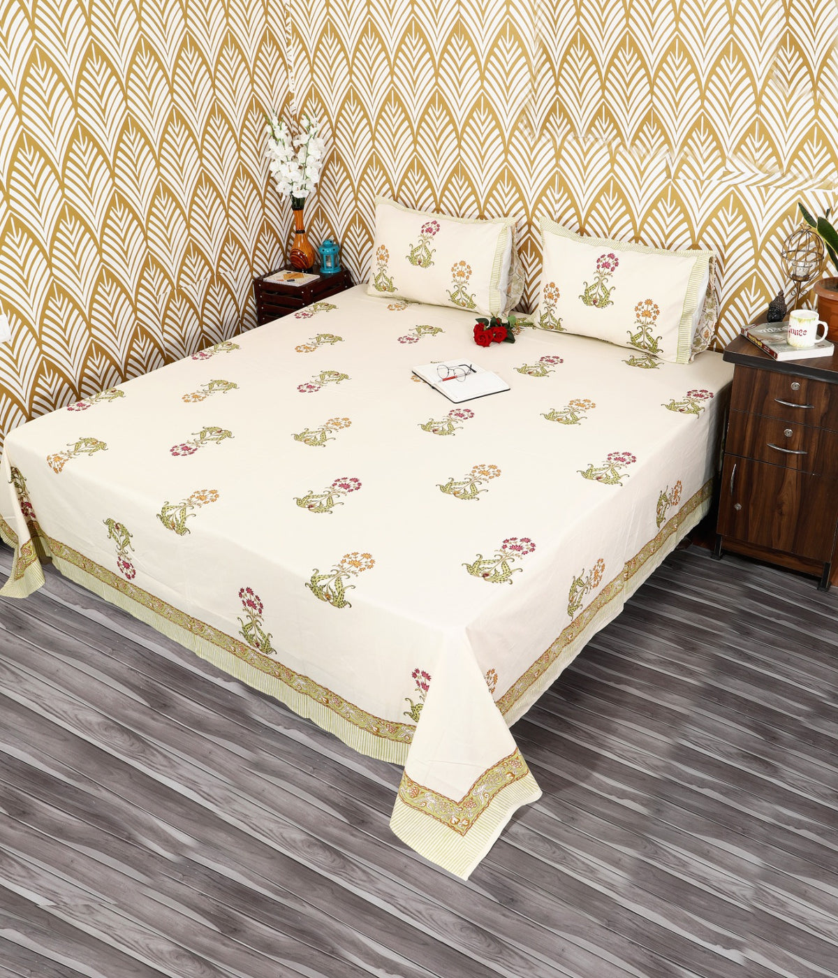 Prakriti Yuvraj Olive Mughal Buta Pure Cotton King Size Bedsheet 108x108 with 2 Pillow Covers Bedsheet 1xb2bRDccQoIz4DtIwKT-A1d0WNfXysgy_w2000