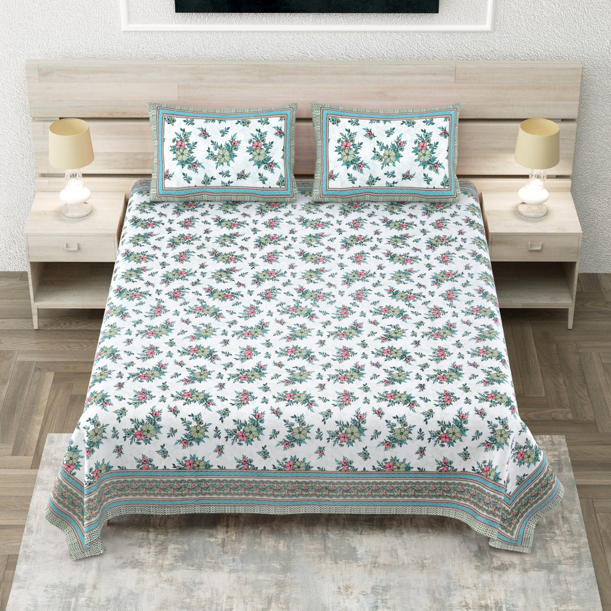 Avantika Teal Floral Cotton Super King Bedsheet 108x108 With 2 Pillow Covers Bedsheet 1xentrnNGKYUVIovuTdD5_P2GIWu-NmEW_w2000