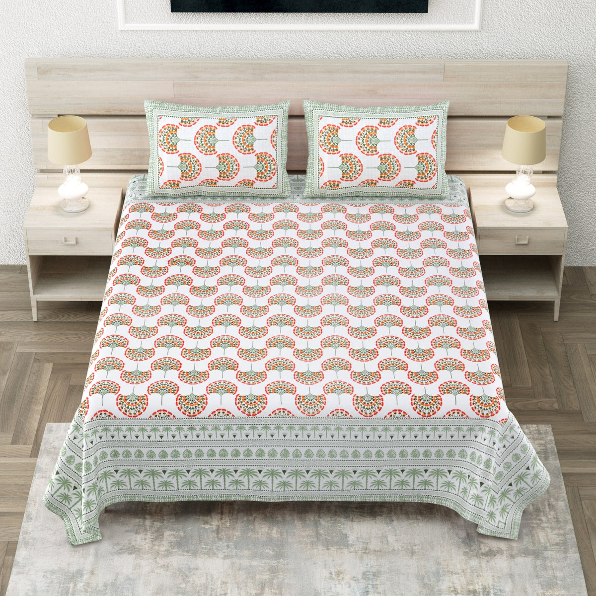 Avantika Peach Fan Scallop Cotton King Bedsheet 108x108 With 2 Pillow Covers Bedsheet 1y7MGwmm9G1xciYWPR13p_OqakcHWMMUb_w2000