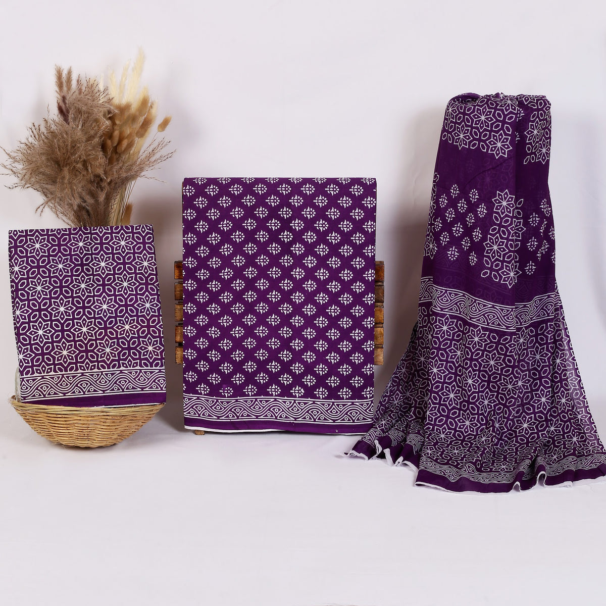Hand Block Print Cotton Suit Material with Mulmul Dupatta | Baingani Jaali – Purple Mini Buti Jaal | Purple & White | Wholesale Suit Material 1y8Q5mYVFAbxfStlKFrOLMjKziOGNEe1B_w2000