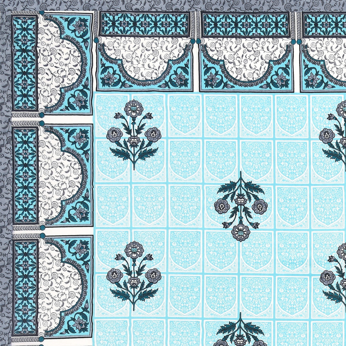 Kalashree Sky Blue Mughal Panel Premium Cotton Double Bedsheet 100x108 with 2 Pillow Covers Bedsheet 1yBY2UxS38i90Xvyxa95cYB0uzCQ1nLje_w2000