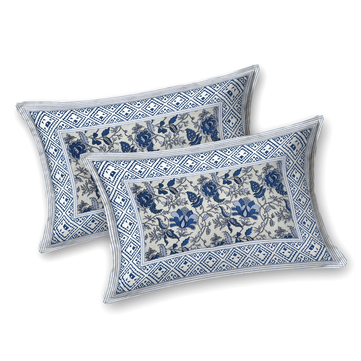 Indigo Floral Bel pure cotton double bedsheet 90x108 – Unnati collection – view 5