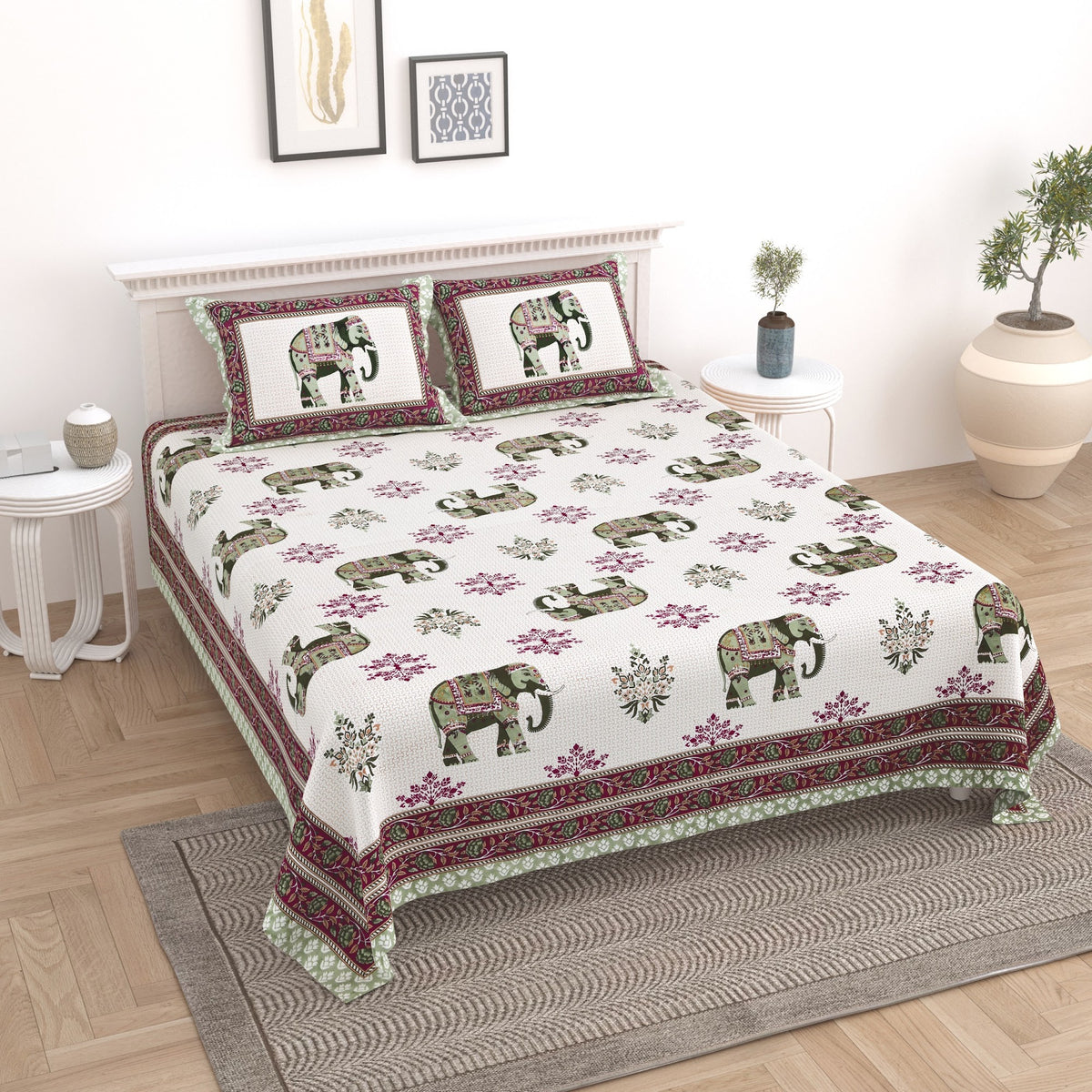 Elite Grey Elephant Maroon Border Cotton Double Bedsheet 90x108 with 2 Pillow Covers Bedsheet 1yWWffrSu__DvZudOkxBYciU-AFCih4XG_w2000
