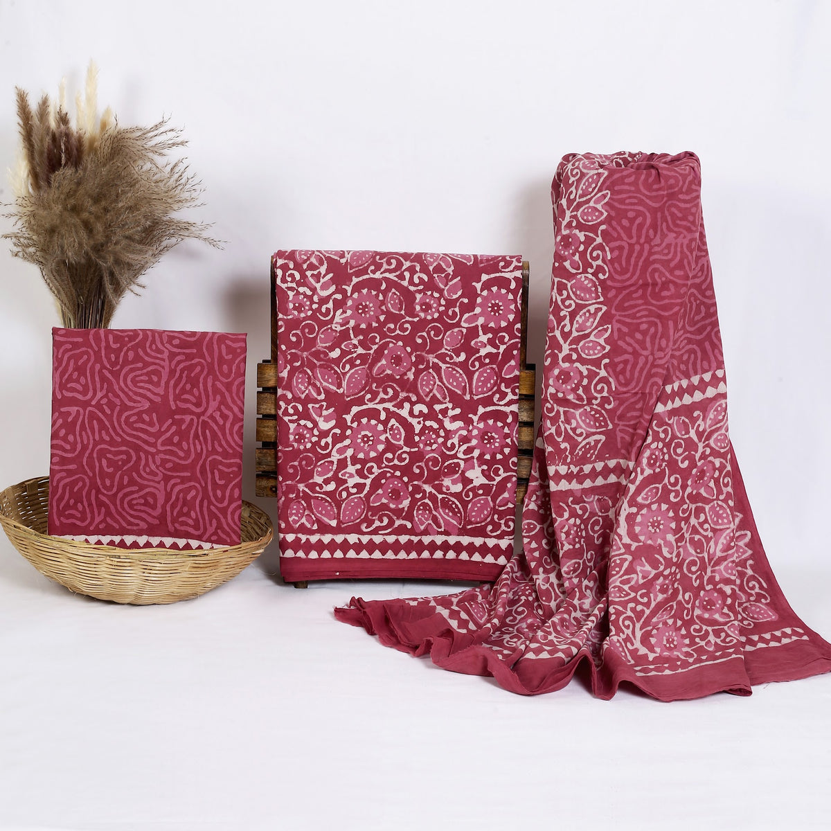 Hand Block Print Cotton Suit Material with Mulmul Dupatta | Gulabi Phool Jaal – Rose Floral Jaal | Rose & Maroon | Wholesale Suit Material 1yjsoQgwrx7ca7u2DtWehw1BnJiYjJcud_w2000