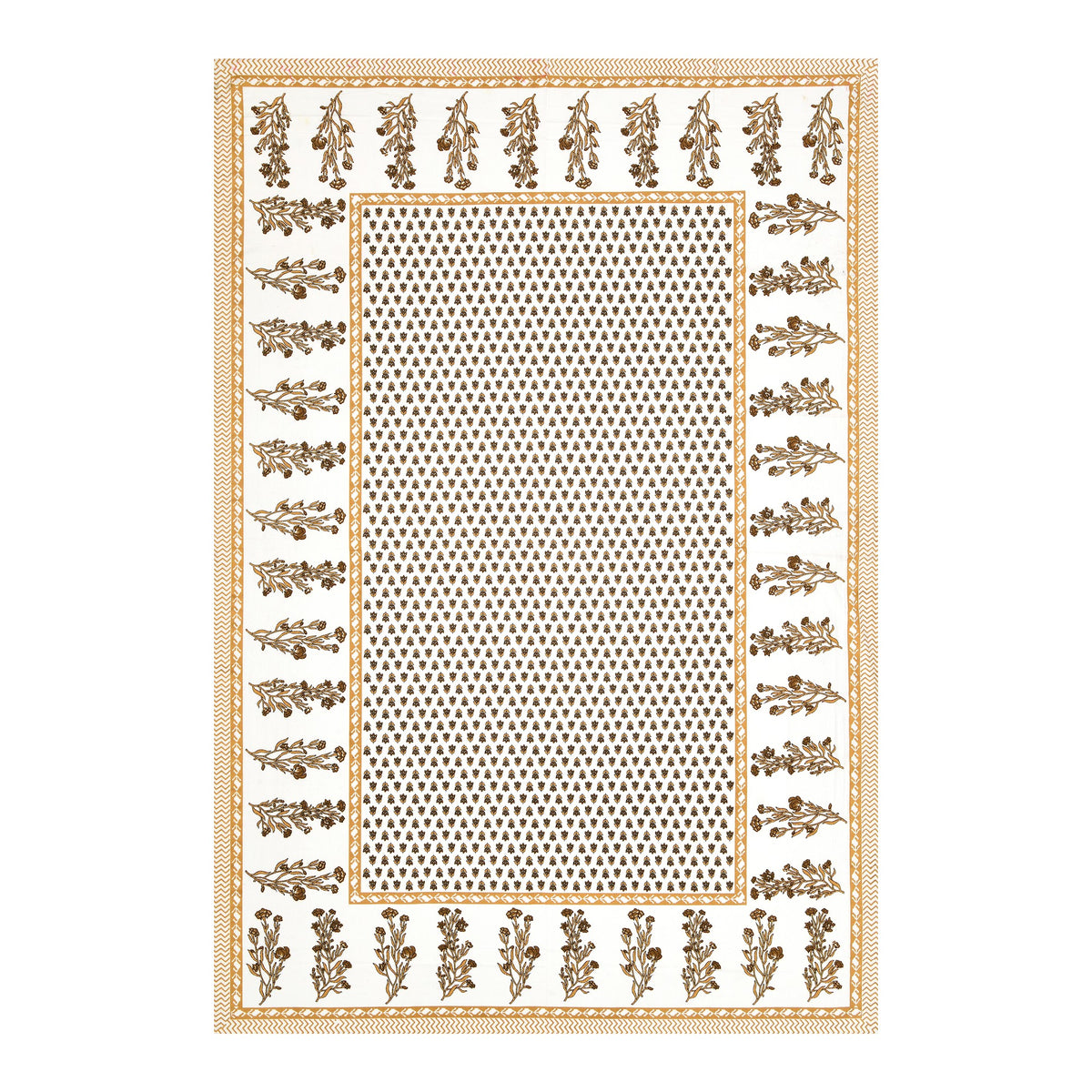 Elora Mustard Buti Border Murugan cotton single bedsheet 60x90 with pillow cover – mustard – wholesale Jaipur – view 4