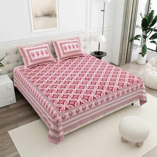 Gulabi Rani Pink Trellis Cotton Double Bedsheet 90x108 with 2 Pillow Covers Bedsheet 1zdPgT0ONmCrqEG7IUbja3zWisf1Weun7_w2000