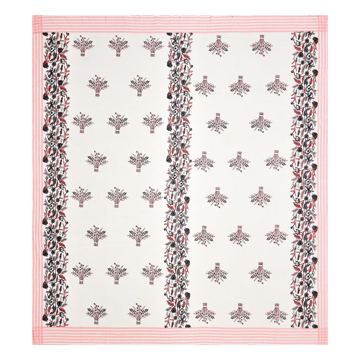 Kalashree Pink Border Floral Bel premium cotton double bedsheet 100x108 with 2 pillow covers – pink and grey – wholesale Jaipur – view 5