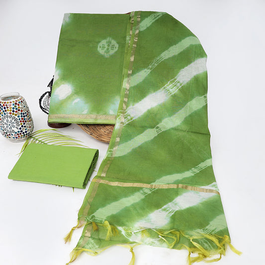 Srishti Shibori Chanderi Suit in Green