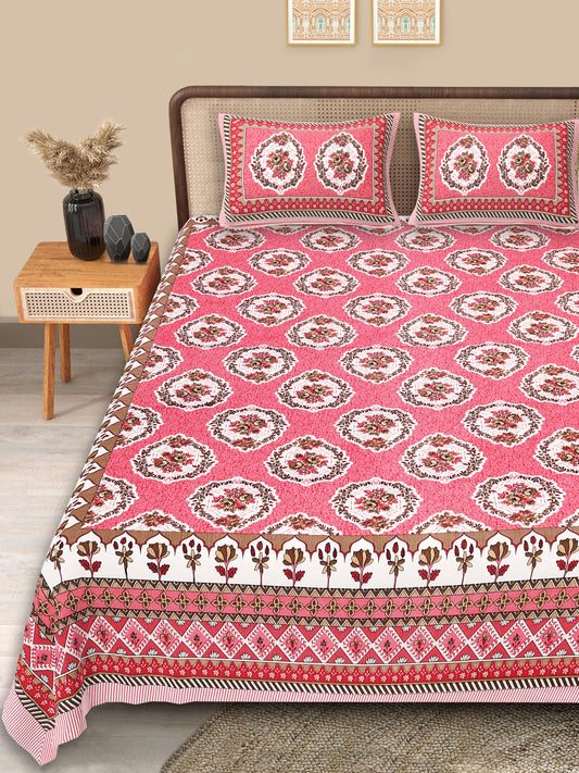 Srishti Textile Cotton Bedsheet | Jaipuri Floral Print King Size