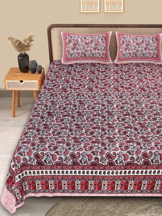 Srishti Textile Cotton Bedsheet | King Size Jaipuri Floral Design