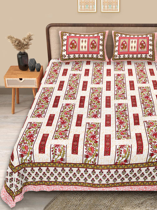 Elegant Cotton Bedsheet King Size | Srishti Textile Jaipuri Floral