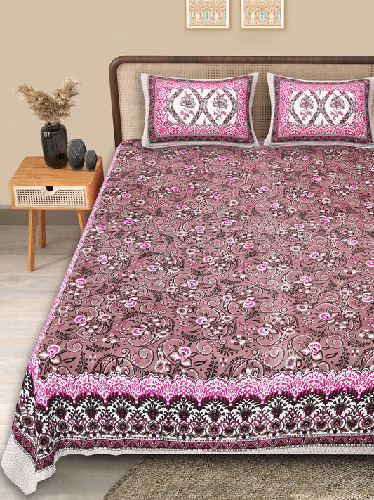 Srishti Textile’s Exquisite Jaipuri Floral Boota Bedsheet | King Size Cotton Elegance