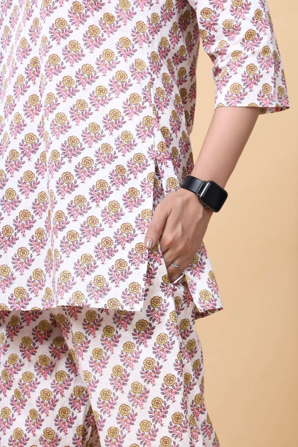 Elevate Your Wardrobe with Srishti Textile's Jaipuri Printed Floral Cotton Cord Set